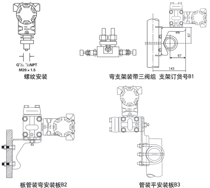 液氧液位計安裝方式示意圖