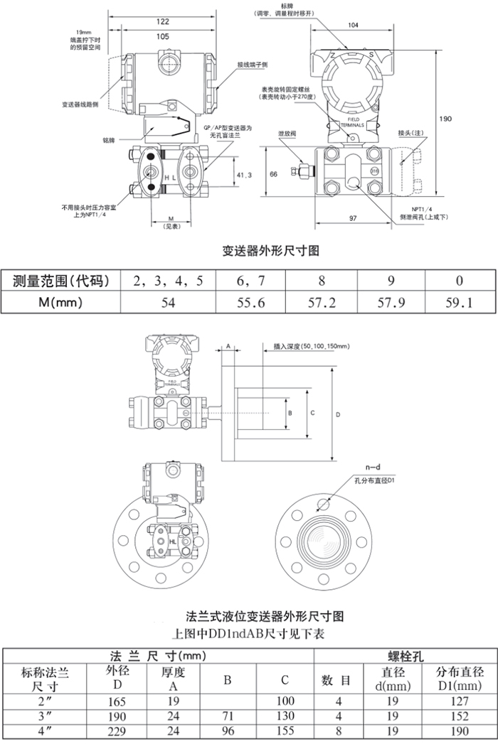 液氧液位計規(guī)格尺寸表